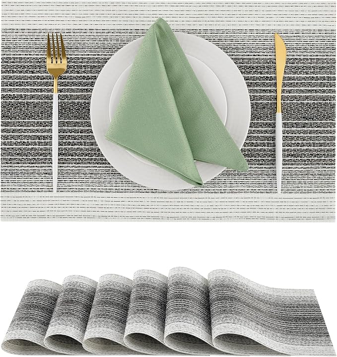 Leetaltree Black with White Woven Placemats Set of 6 by Leetaltree-ArtatEveryTable