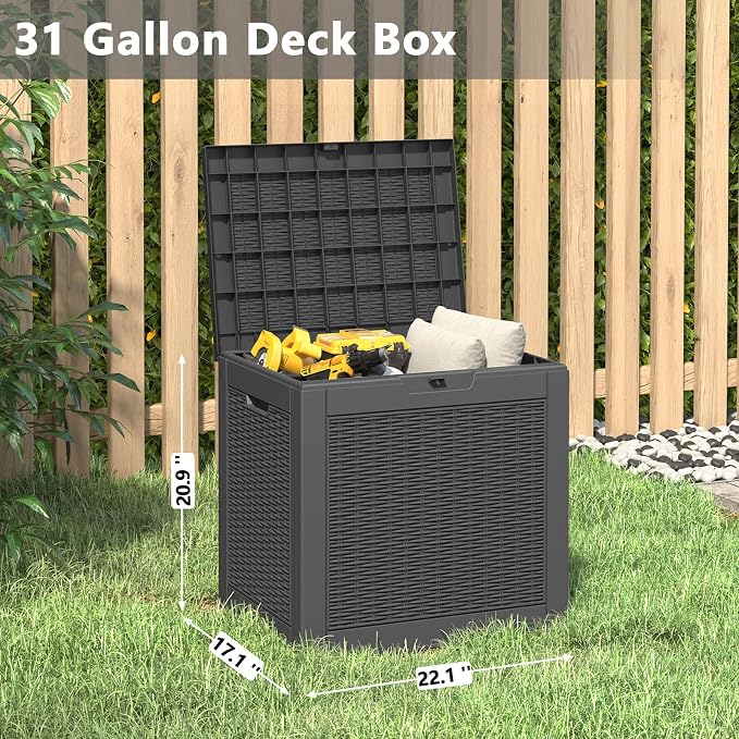 KAMABOKO 30 Gallon Outdoor Storage Box, Resin Deck Boxes Indoor and outdoor - Image 2