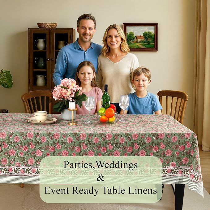 CPC Tablecloth 100% Cotton 60x60 Inch Indian Block Print Square Table Cover - Image 3
