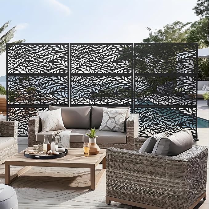Casaphoria 72" H x 45" W Metal Privacy Screen, 2 Pack Outdoor Freestanding - Image 8