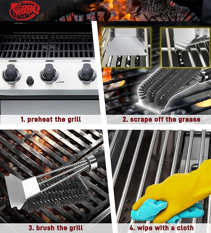 TNTOR Grill Brush with Scraper, Extra Strong Grill Cleaner Accessories - Image 5