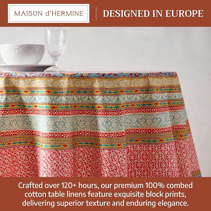 Maison d'Hermine Premium Table Cloth Round Table 100% Cotton 70 Inches - Image 3