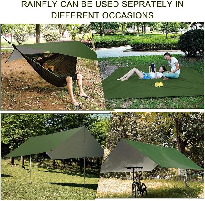 Hammock with Built-In Bug Net and Rain Fly, 440 lb Capacity, Green