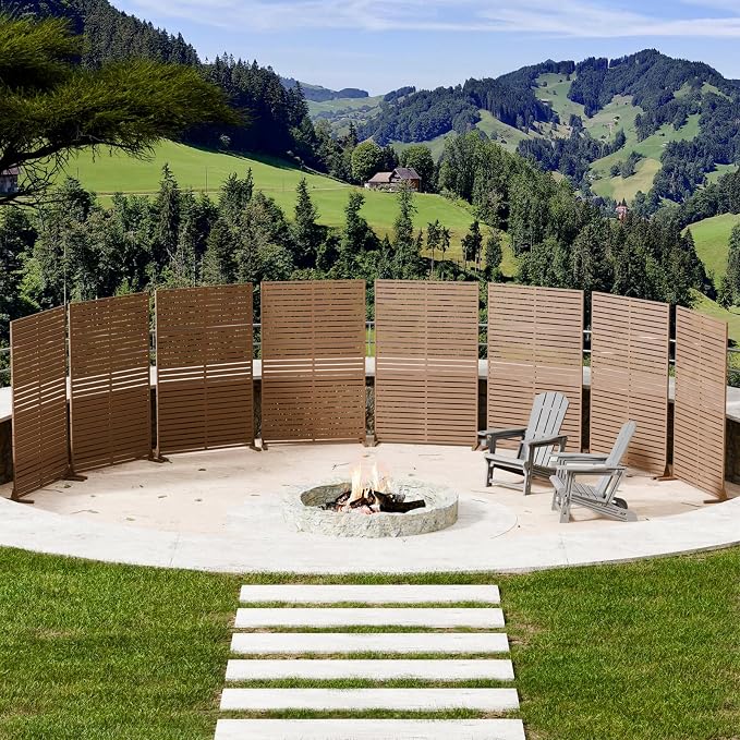 Privacy Fence Screen with Stand 6 Panel 72" H×47" W HDPE Decorative Panels with - Image 6
