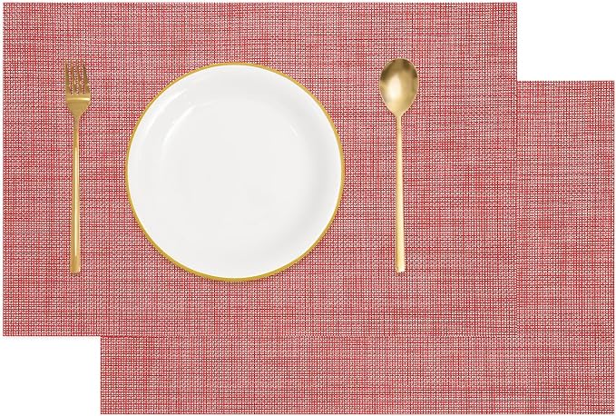 uxcell Faux Linen Placemats, 12x18 Inch Heat Resistant Place Mats Machine by uxcell