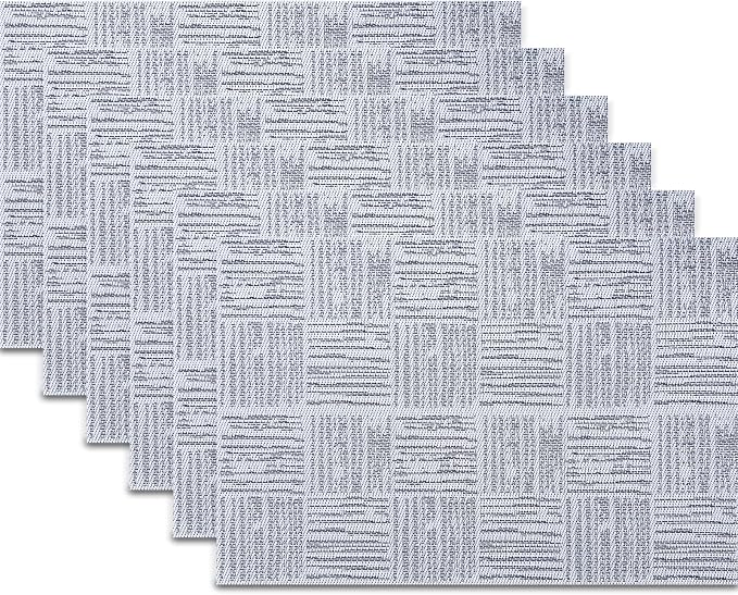 Placemats Set of 6, Plastic Vinyl 18" x 12" Place Mats by PandaPalm