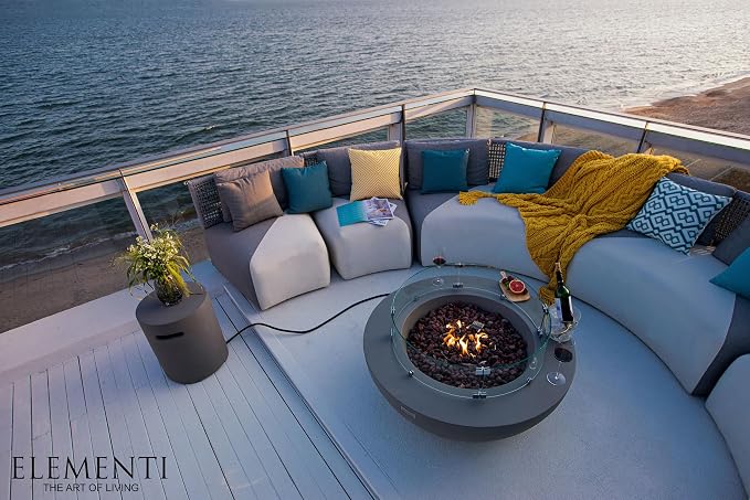 Elementi | Bundle Lunar Gas Fire Pit Cast Concrete 42" Round Fire Table - Image 7