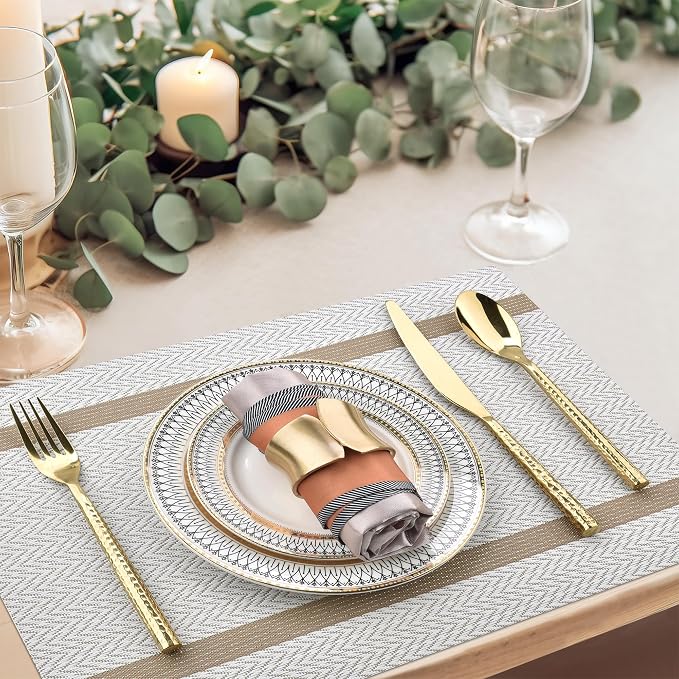 SLKQG Beige White Placemats Set of 6 - Image 6