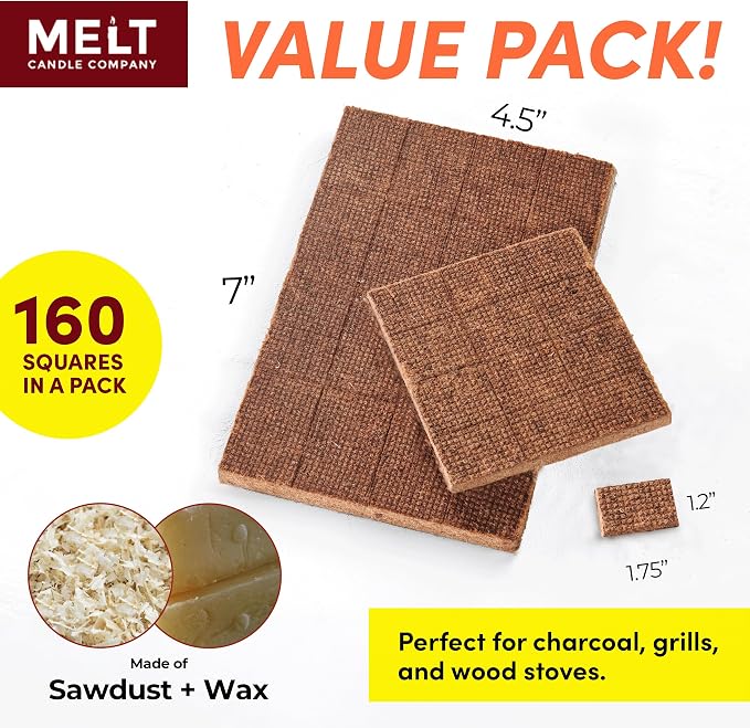 Melt Candle Company Fire Starter Squares, 160 Pieces - Image 2