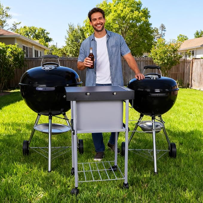 Grill Table Cart for Weber 22 inch Kettle 18in Charcoal Camping Carts for - Image 8