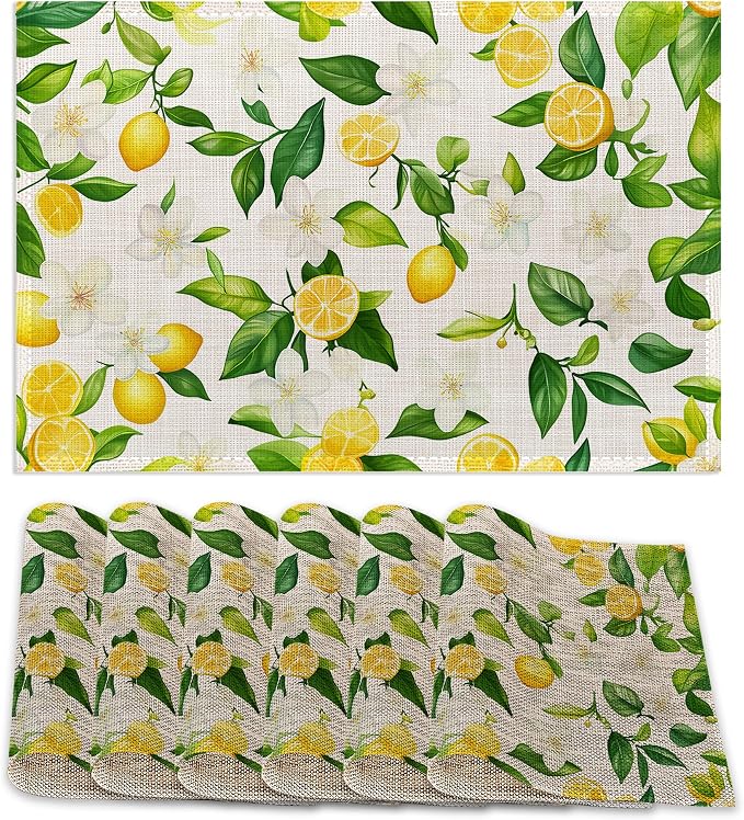 Placemats12x18 Inch, Lemons Flower Placemats by ZTHLL