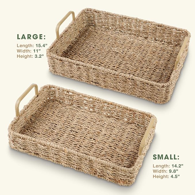 Set of 2 Rectangular Seagrass Trays - Image 8
