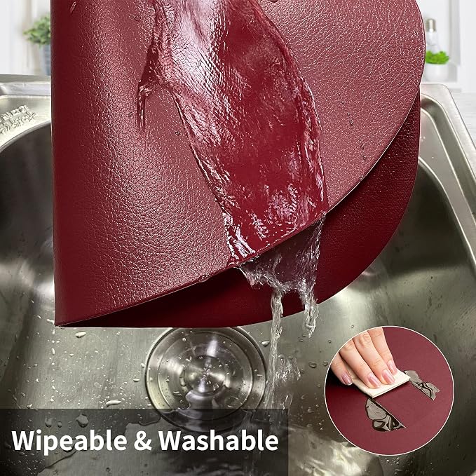 Herda Round Placemats Set of 6 Faux Leather Placemats Wipeable Washable - Image 5