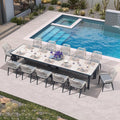 PURPLE LEAF 13 Pieces Patio Dining Set Aluminum Rectangular Table and Wicker by PURPLELEAF