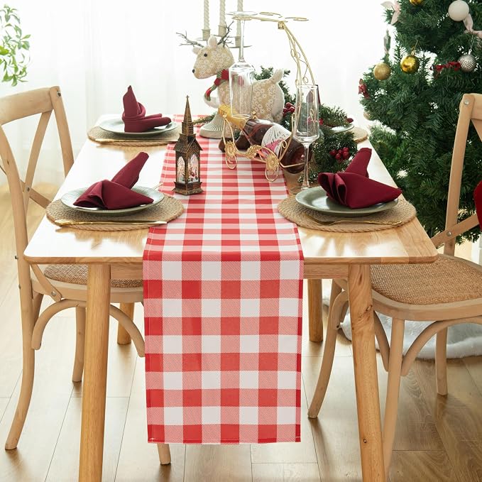 Waterproof Checkered Tablecloth Runner Fabric - Image 2