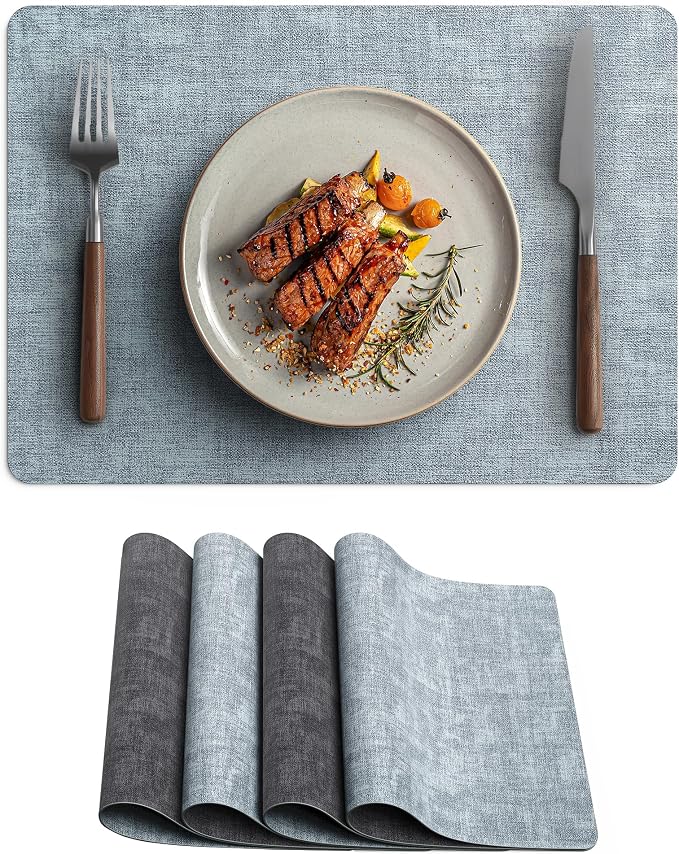 Faux Leather Vinyl Placemats Set of 4 Wipeable Heat Resistant Place Mats 100% by Unknown