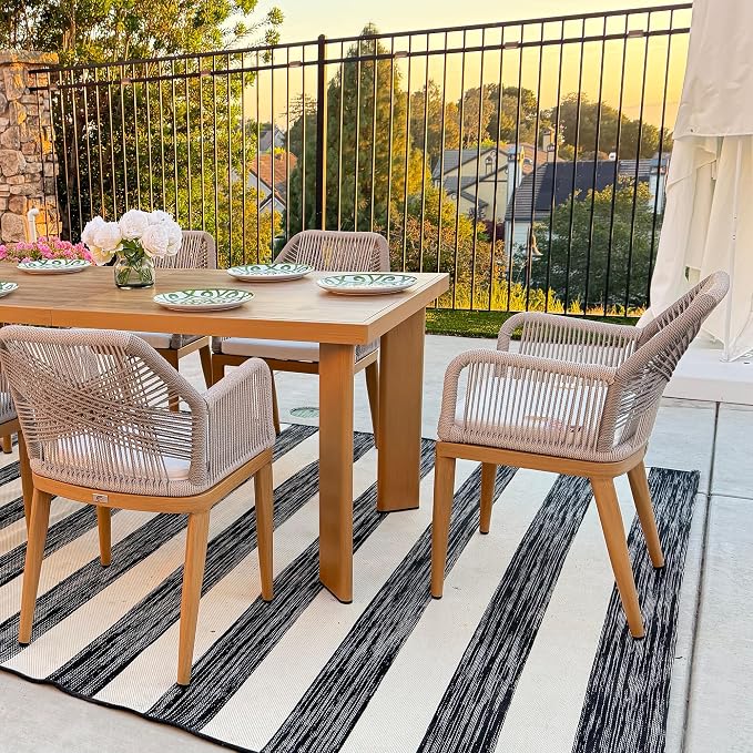 PURPLE LEAF 13 Pieces Patio Dining Set Aluminum Modern Rectangular Table and - Image 3