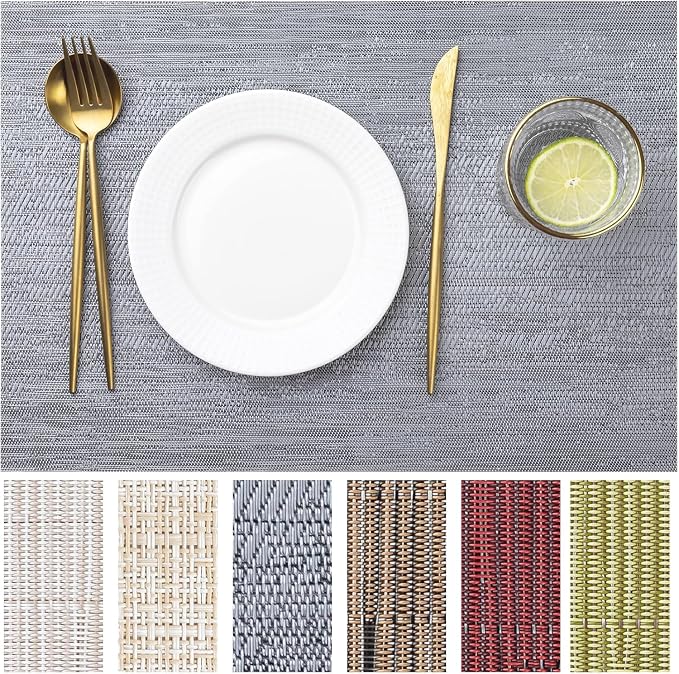 LEXMORE Placemats Set of 6 Vinyl/Plastic Woven Place Mats by lexmore