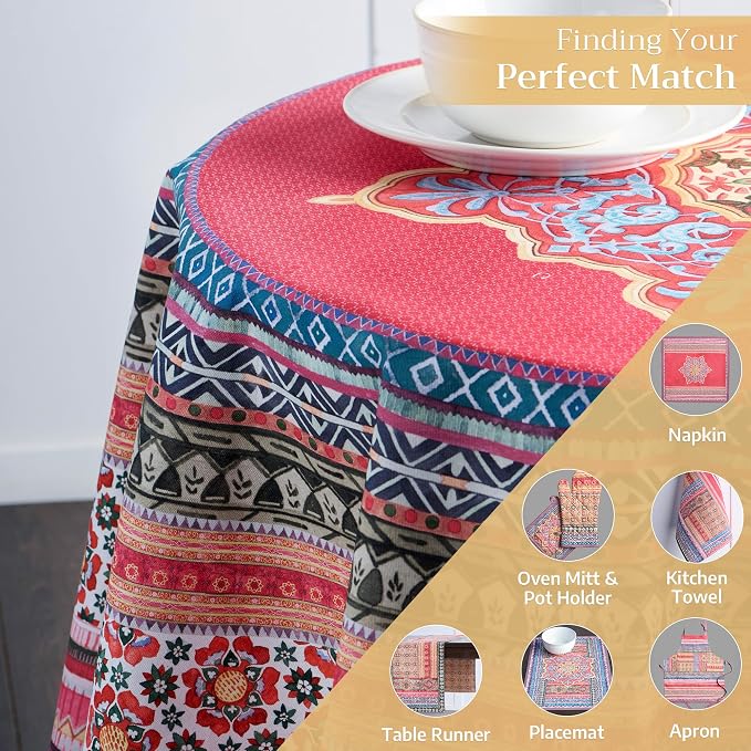 Maison d' Hermine Table Cloth Round Table 100% Cotton 63 Inches Fall Tablecloth - Image 5