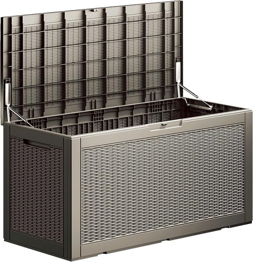 100 Gallon Deck Box, Resin Outdoor Indoor Waterproof Storage Box, Lockable by Kdymod