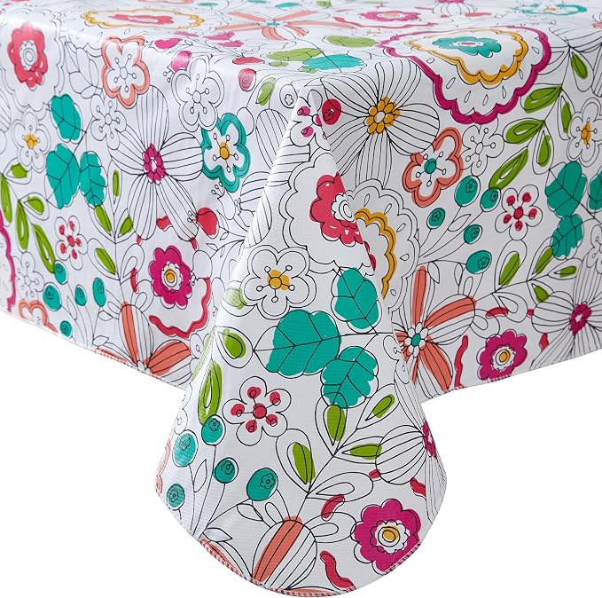 Newbridge Shabby Chic Lily Print 60 x 84 Inch Rectangle Vinyl Flannel Backed - Image 8