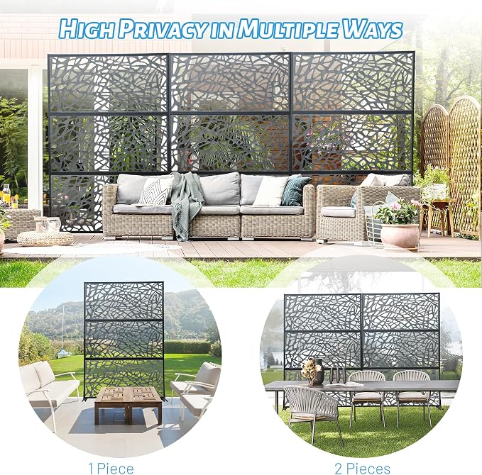 Domi Outdoor Living Privacy Screen, Freestanding, Plastic Mesh, Galvanized - Image 4
