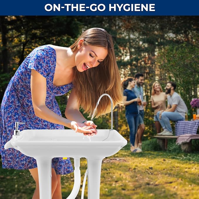 SereneLife Portable Hand Washing Station, 100+ Hand Washes, Hands-Free Foot Pump - Image 2