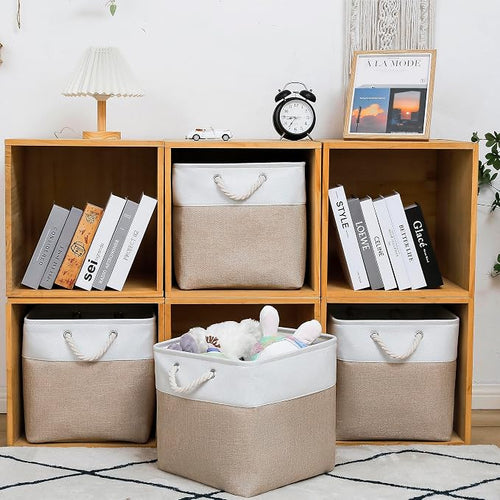 13 x 13 Inch Cube Storage Bins, 4 Pack Large Collapsible Fabric Storage Bin - Image 2