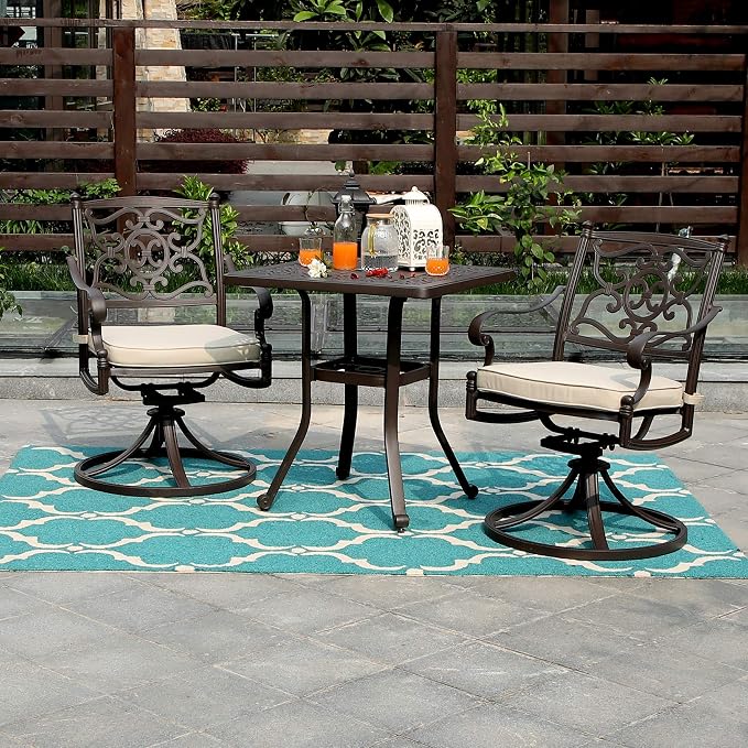 PHI VILLA Cast Aluminum Patio Bistro Dining Table Clearance - Image 7