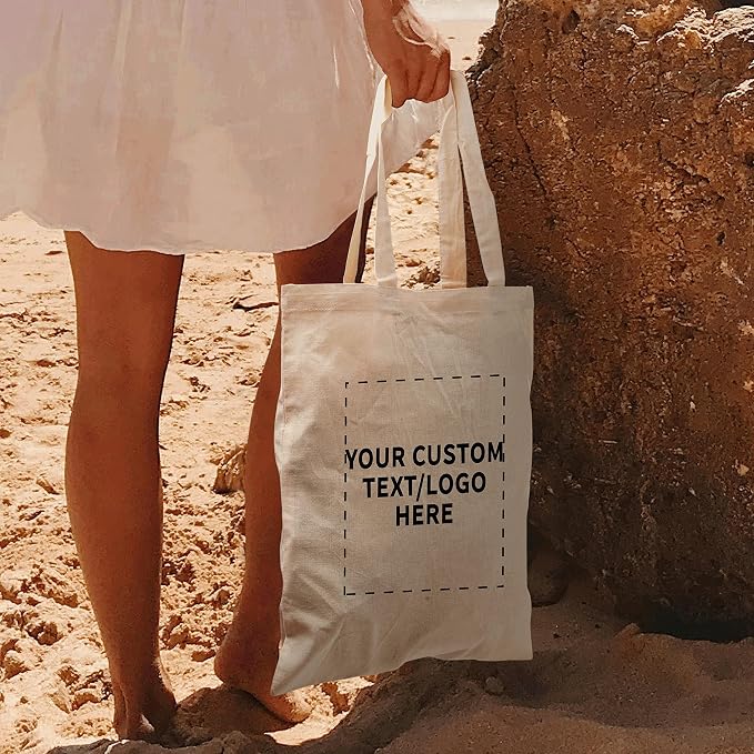 DISCOUNT PROMOS Custom Cotton Canvas Tote Bags Set of 10, Personalized Bulk Pack - Image 6