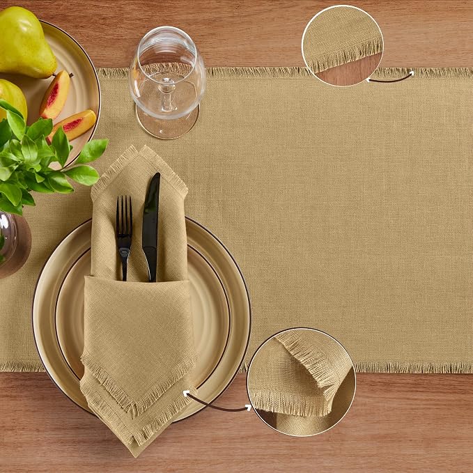 Solino Home Fringe Linen Table Runner 90 Inches Long - Image 3