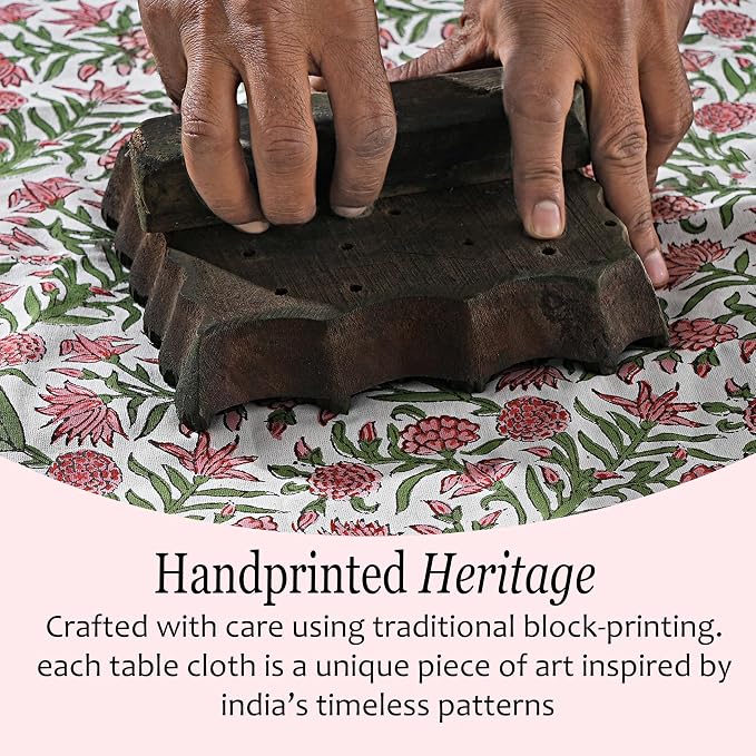 CPC Tablecloth 100% Cotton 72x140 Inch Indian Block Print Rectangle Table Cover - Image 5