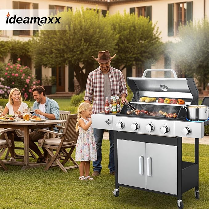 4-Burner Gas Grill, 790 BTU Outdoor BBQ Grill - Image 2