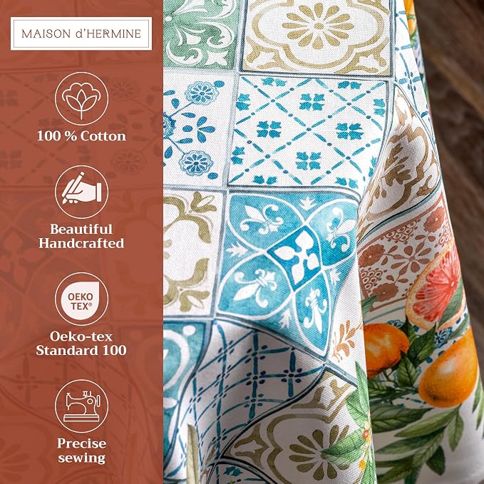 Maison d' Hermine Table Cloth Round Table 100% Cotton 63 Inches Tablecloth - Image 2