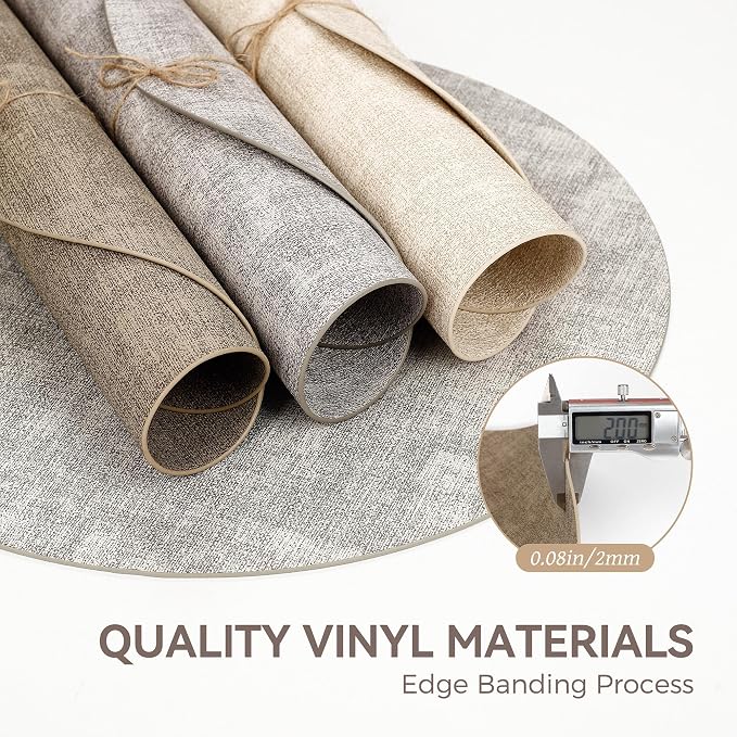 13" Round Placemats Set of 8, Reversible Faux Leather Heat Resistant Table Mats - Image 5