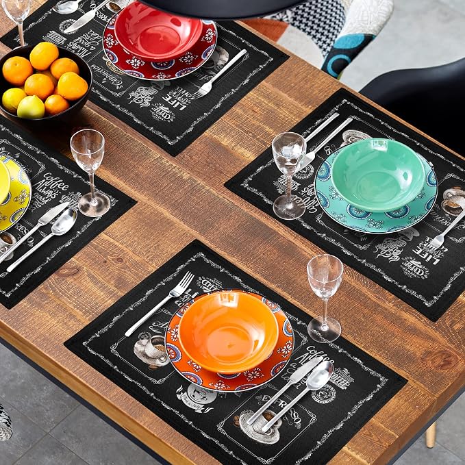 Giwawa Coffee Placemts Set of 4, Washable Heat-Resistant Linen Placemats - Image 8