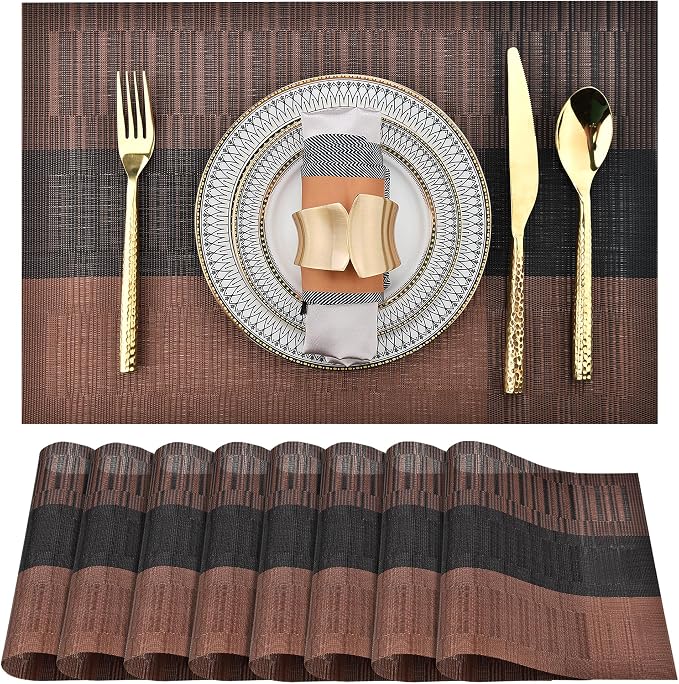 SLKQG Brown Placemats Set of 8 by SLKQG