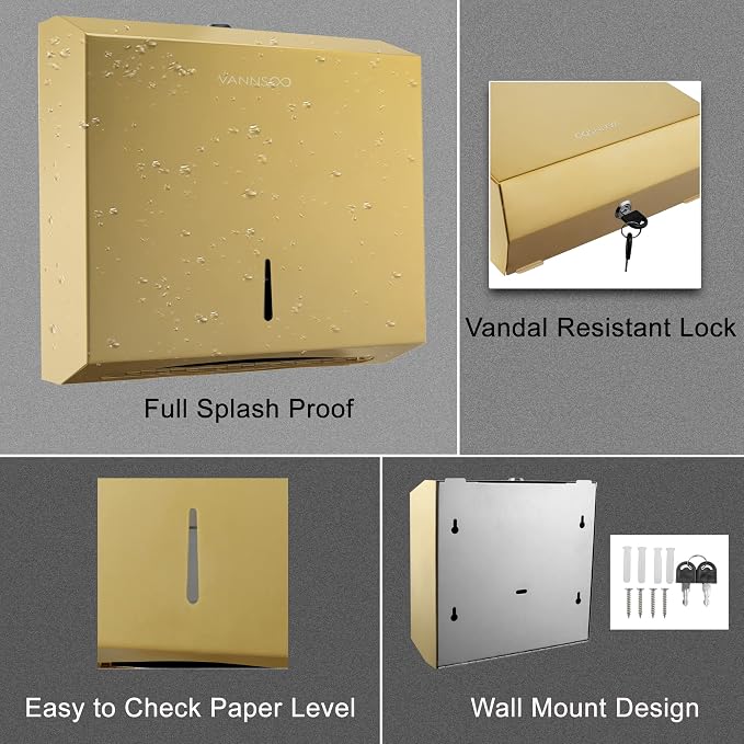 Commercial Paper Towel Dispenser Wall Mount, Tri-fold/Multi-fold/C-Fold - Image 5