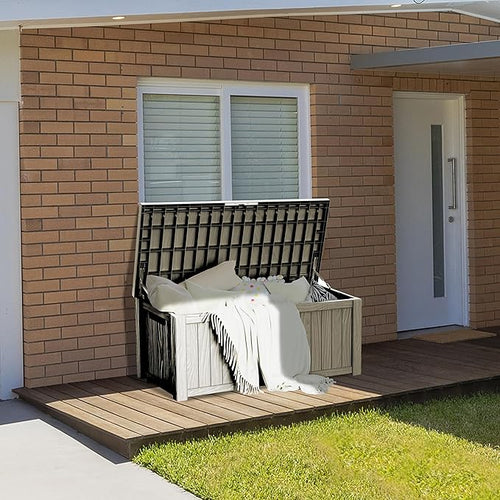 150 Gallon Resin Deck Box, Waterproof Outdoor Storage Box - Image 2