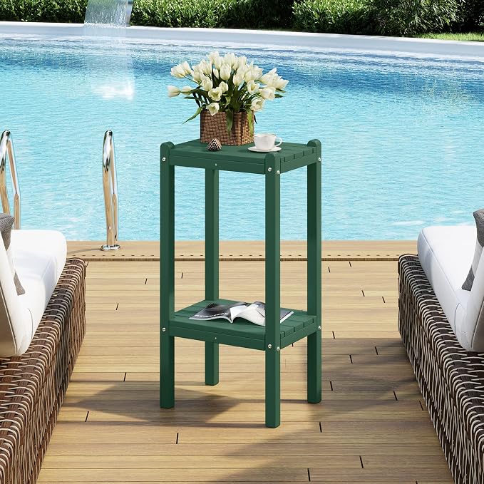 Costaelm Outdoor Side Table, 2-Tier Small Patio Coffee Tables - Image 2