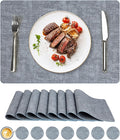 Vinyl Placemats Set of 8, Faux Leather Waterproof and Heat Resistant Place Mats by NCUE