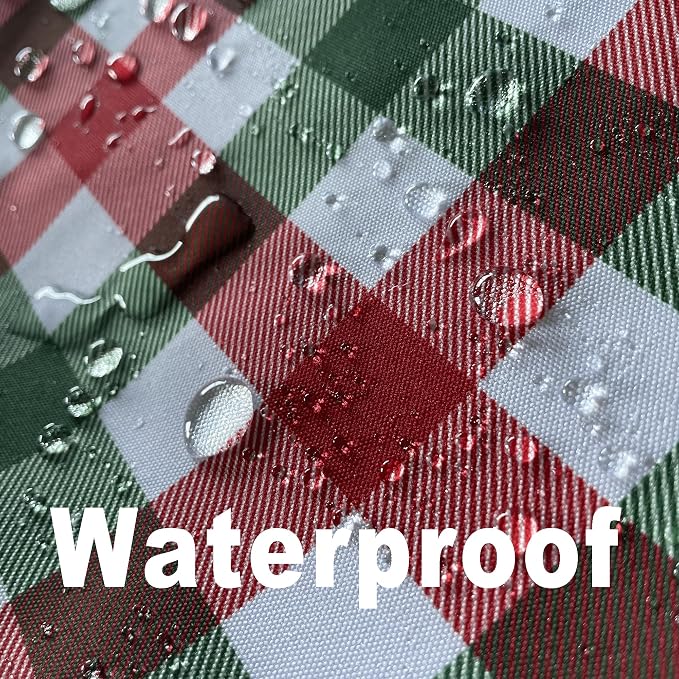 Red Waterproof Plaid Christmas Tablecloth Fabric - Image 2