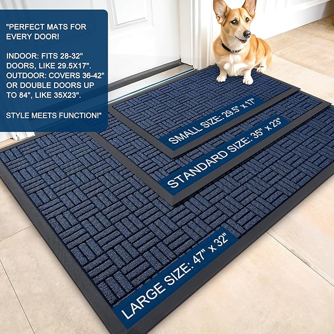 OLANLY Front Door Mat Outside Entrance 35x23, Heavy Duty Sturdy Natural Rubber - Image 2