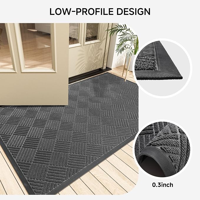 Front Door Mat, Heavy Duty Indoor Outdoor Doormat, 60” x 48” Low Profile - Image 5
