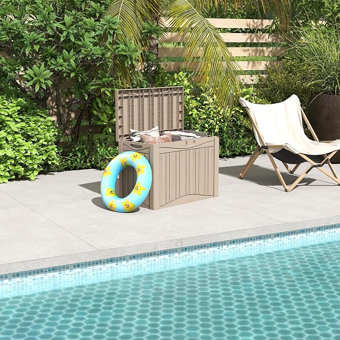 50 Gallon Plus Resin Deck Box, Waterproof Outdoor Storage Box - Image 7