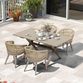 PURPLE LEAF 5 Pieces Outdoor Dining Set All-Weather PE Rattan Outdoor Patio by PURPLELEAF