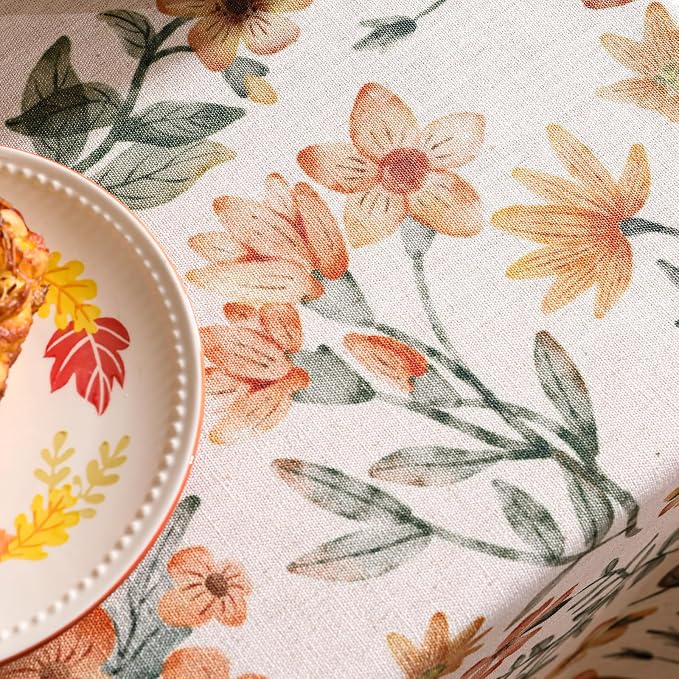 Designer Vintage Linen Rectangle Tablecloth, William Morris Block Print Soft - Image 5