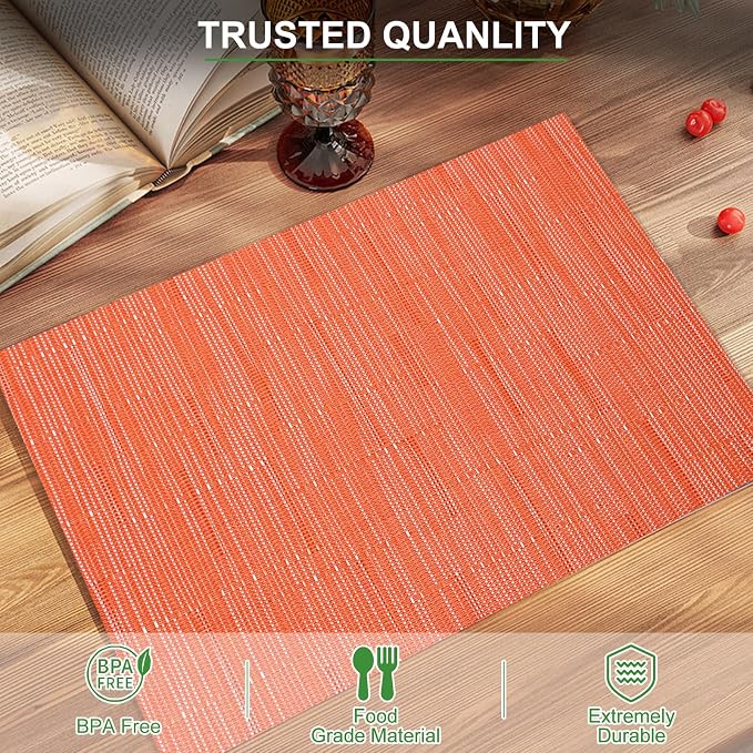 BETEAM Placemats Set of 8, Woven Vinyl Placemat - Image 2