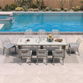 PURPLE LEAF 9 Pieces Patio Dining Set Aluminum Rectangular Table and Wicker by PURPLELEAF