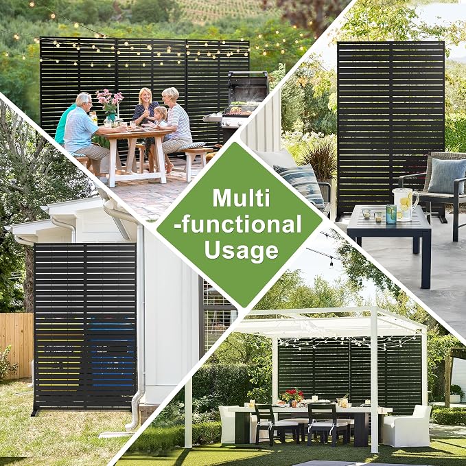 Metal Privacy Screen Outdoor 72" H×44" W, Freestanding Decorative Privacy Screen - Image 5